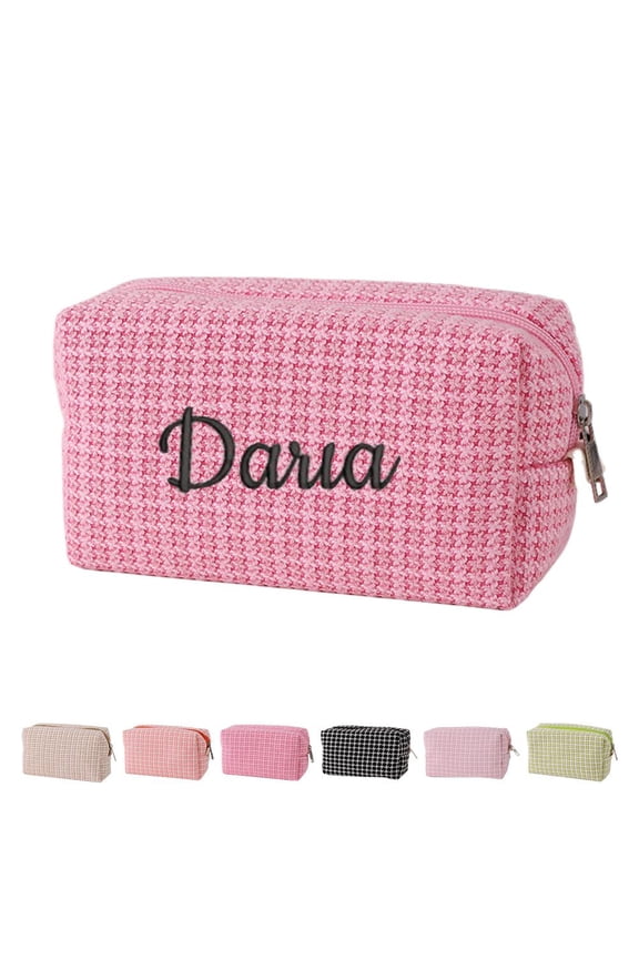 Personalized Cosmetic Bag, Cute Custom Makeup Bags with Names, Embroidered Makeup Bag for Women Bridesmaid, Travel Makeup Bag, Aesthetic Toiletry Bag Organizer Storage Pouch