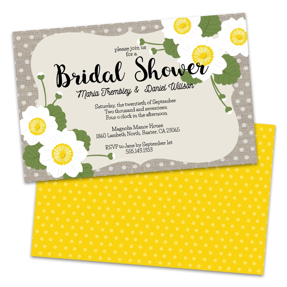 Personalized Country Floral Dots Bridal Shower Invitations