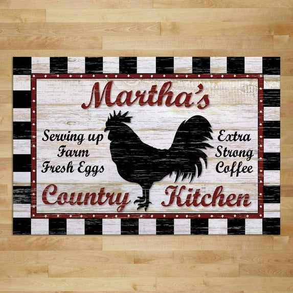 Personalized Country Kitchen Mat with Name