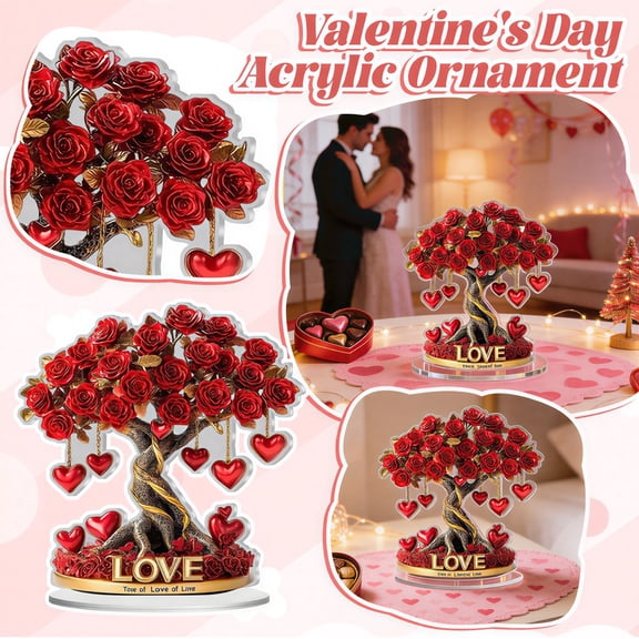 Personalized Couple Acrylic Plaque - Custom Photo & Name Tree of Love Heart Shape, Romantic Valentine's Day Gift for Him Her, Anniversary Wedding Customized Keepsake