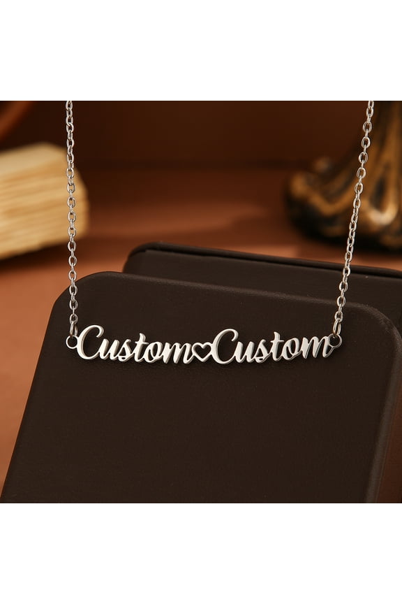 Personalized Couple Custom Double Name Pendant Necklaces Stainless Steel Jewelry Heart Chains Choker Valentines Day Gifts