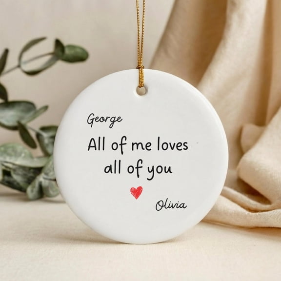 Personalized Couple Custom Names Ceramic Ornament Flat 2D Printed Round Romantic Anniversary Valentine Gift