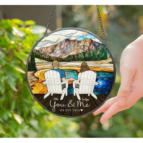 Personalized Couple Glass Suncatcher, You & Me We Got This Suncatcher, Valentines Gift, Anniversary Gift, Gift For Couple, Home Decor