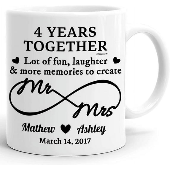 Personalized Couple Mugs Years Together Infinity Love Mr Mrs Gifts For Wife Husband Girlfriend Boyfriend Him Her Valentines Day Anniversary Christmas Gift 11 Oz 15 Oz Coffee Mug