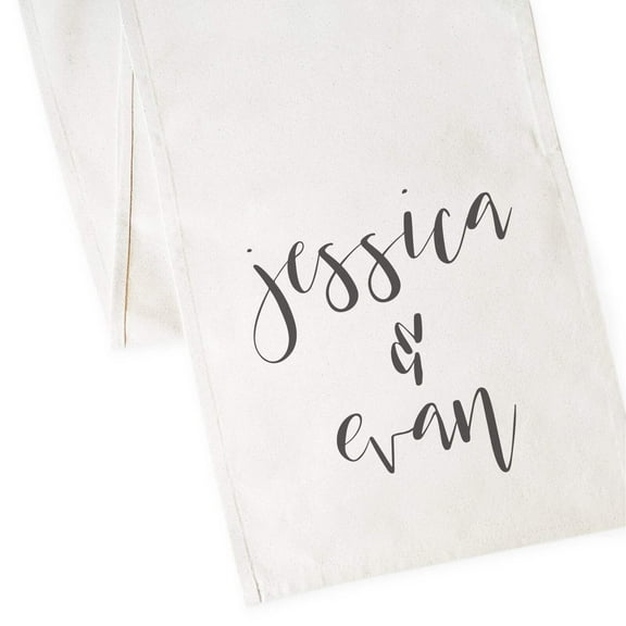 Personalized Couple Names Cotton Canvas Table Runner