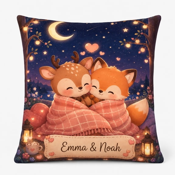 Personalized Couple Pillow Cover, 1 Side Print Custom Name Cushion Cover 18x18