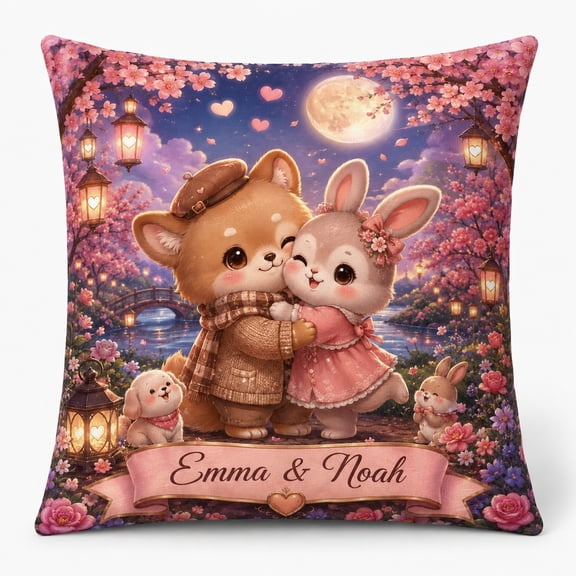 Personalized Couple Pillow Cover, 1-Side Printed Decorative Throw Pillow Cover, Custom Name Home Accent, 18 x 18 in 20 x 20 in 24 x 24 in