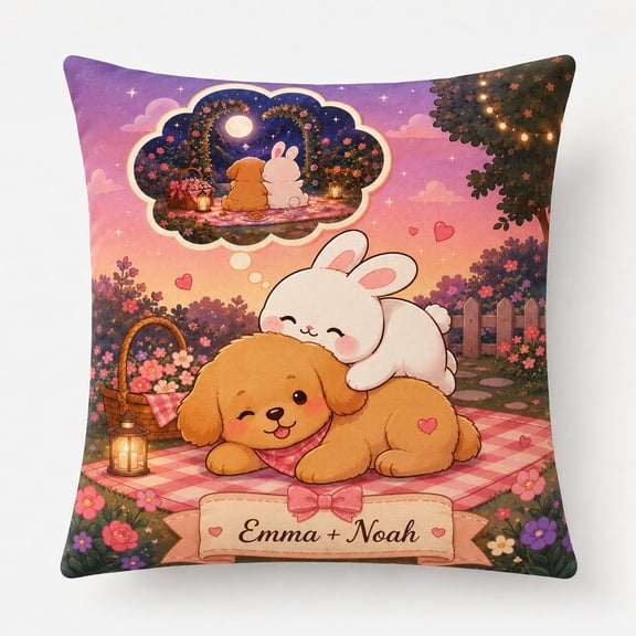 Personalized Couple Pillow Cover, 1-Side Printed Decorative Throw Pillow Cover, Custom Name Home Accent, 18x18 20x20 24x24 in