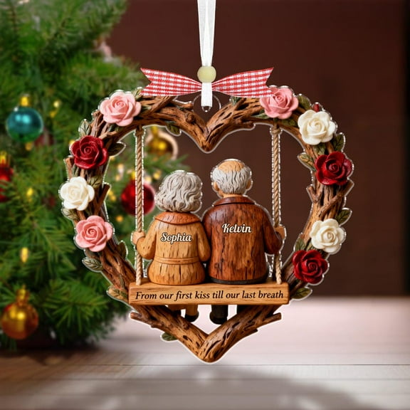 Personalized Couple Together Ornament, Our First Kiss Till Our Last Breath Anniversary Keepsake, Custom Couple Xmas Gift, Love Gift for Couple