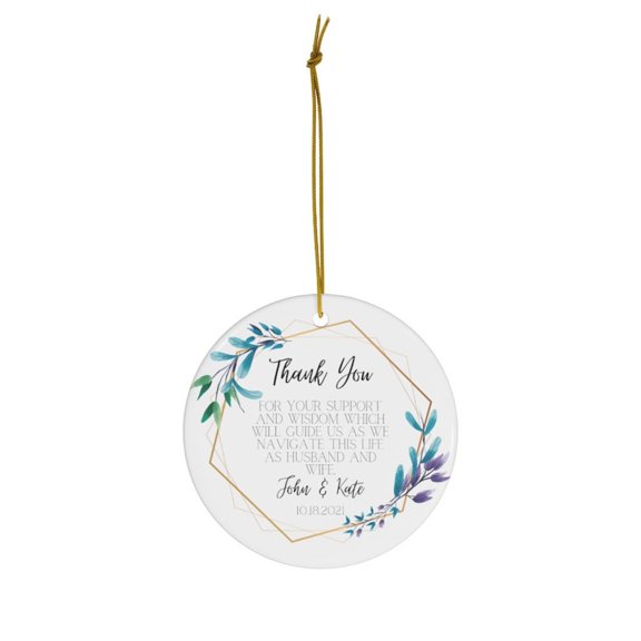 Personalized Couple Wedding Ceramic Christmas Ornament with Custom Names and Date, Personalized Wedding Ornament and Christmas Tree Decor for Couples, Partners, Marriage Memories or Anniversary Gifts