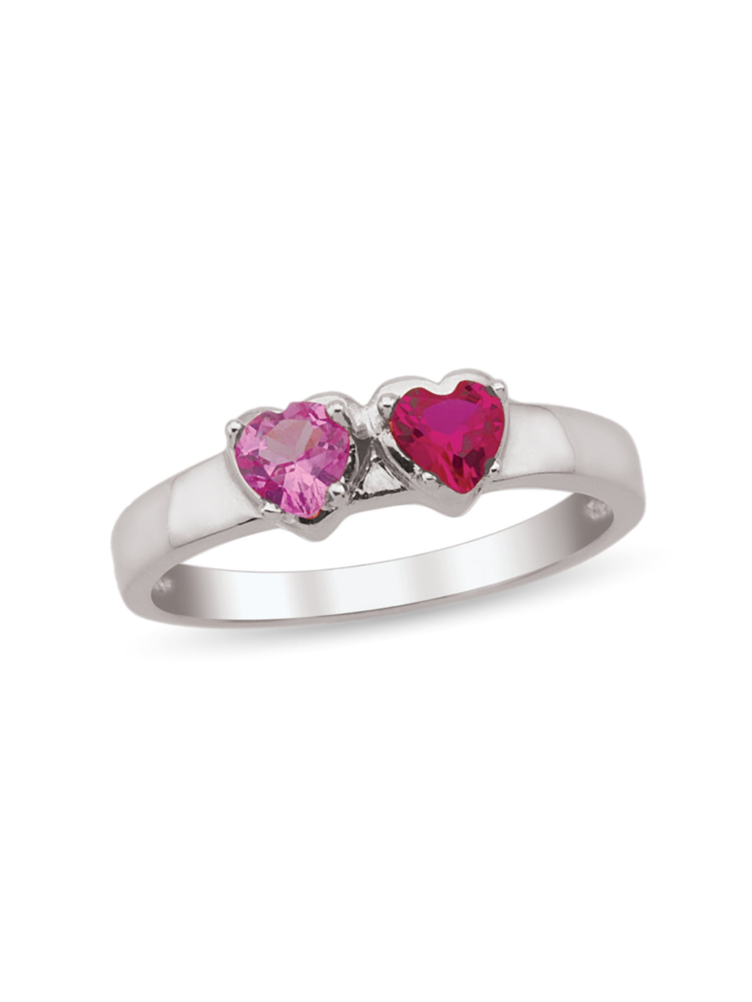 Personalized Couple's Heart Birthstone Ring in Sterling Silver by Jewlster