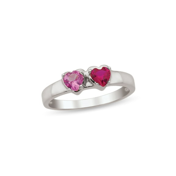 Personalized Couple's Heart Birthstone Ring in Sterling Silver by Jewlster