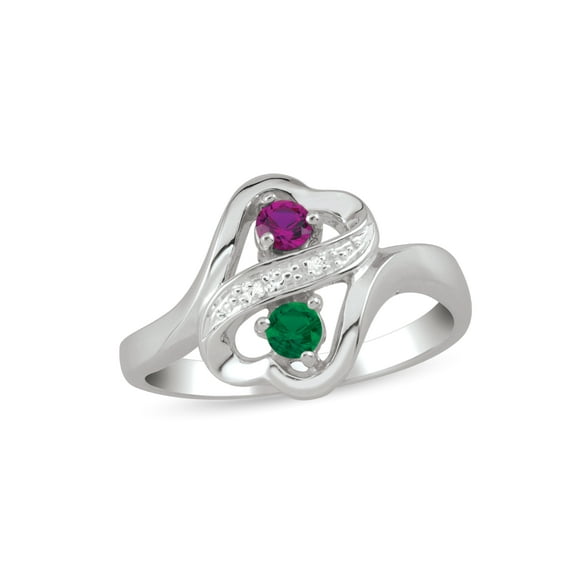 Personalized Couple's Ring in Sterling Silver with Diamond Accents by Jewlster