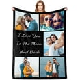 thumbnail image 1 of Personalized Couples Gifts for Boyfriend Girlfriend Wife Husband, I Love You Valentines Day Gifts for Him Her, Custom Photos Blanket with Text, Customized Birthday Anniversary Wedding Gifts, 1 of 6