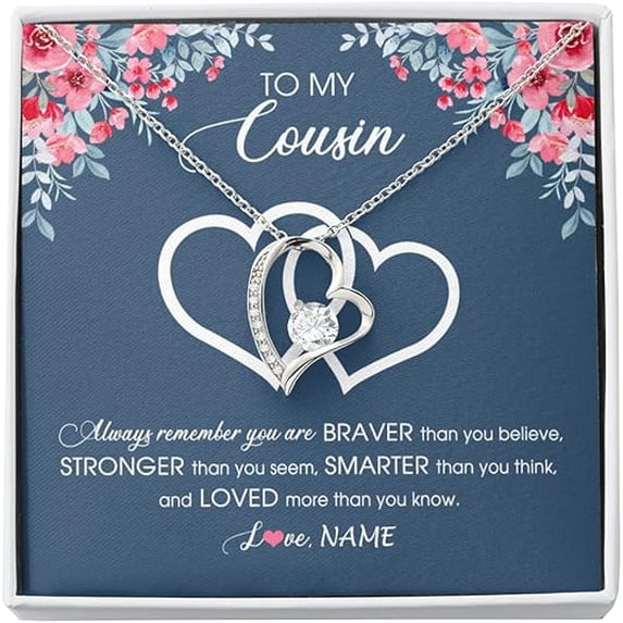 Personalized To My Cousin Necklace From Family Not Even Time Floral Cousin Birthday Graduation Christmas Customized Message Card and Gift Box Love Forever Necklace