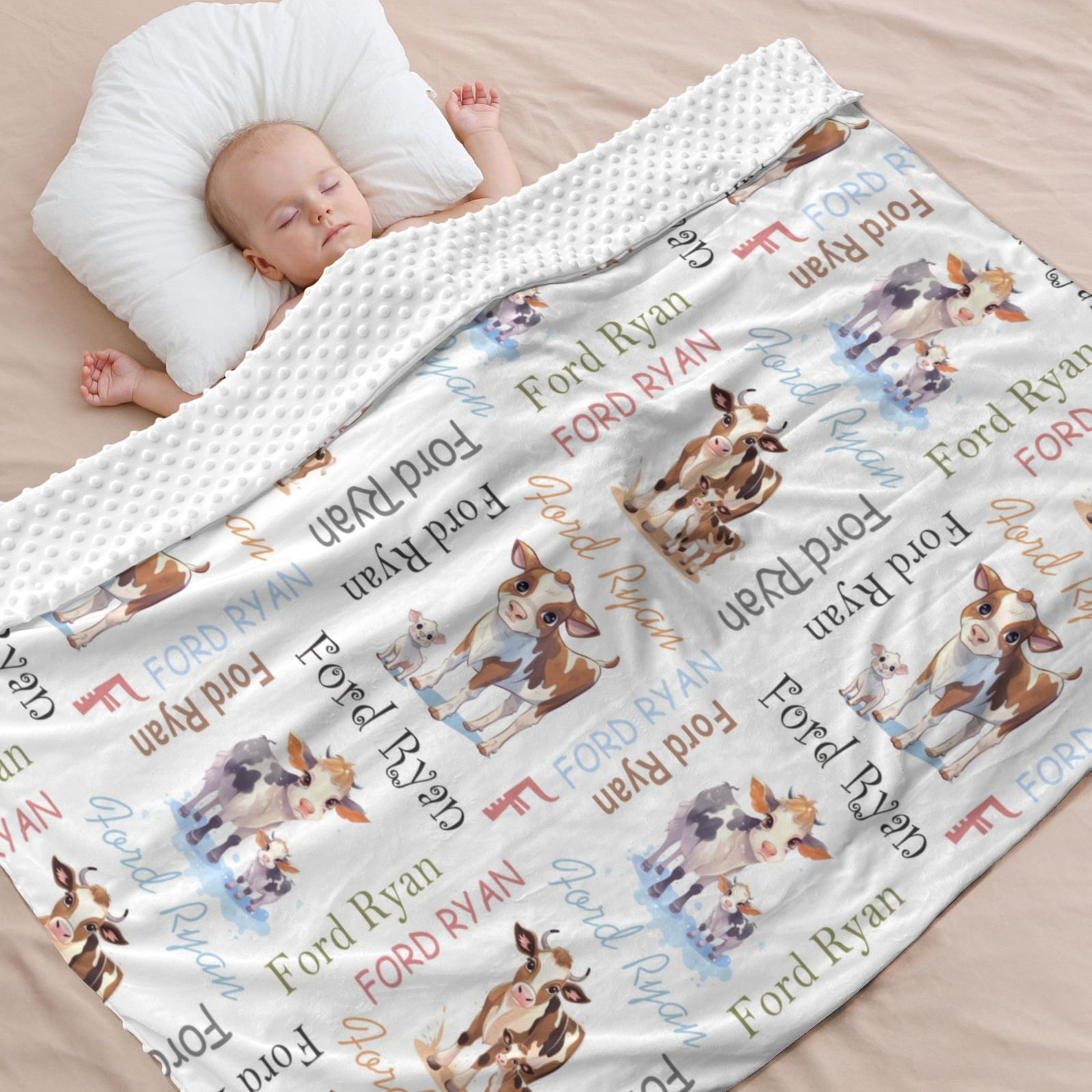 Personalized Highland Cow Baby Blanket with Name Custom Baby