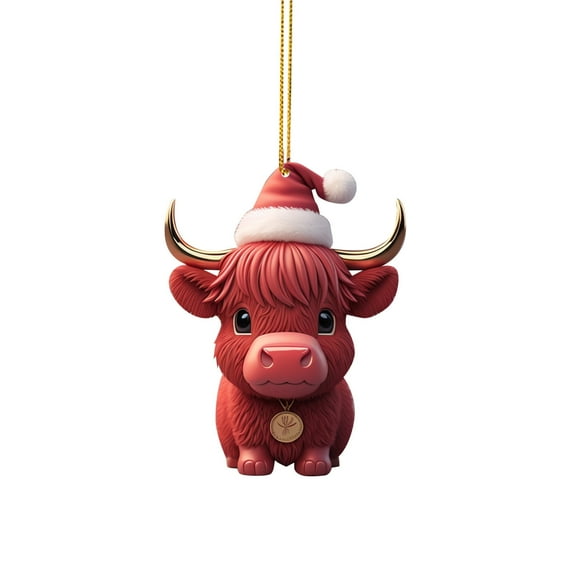 Personalized Cow Christmas Ornament, Farm Animal Acrylic Hanging Decoration for Christmas Tree, Customizable Gift for Farmhouse Holiday Decor, 3.15 inch