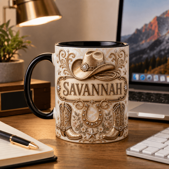 Personalized Cowgirl Mug 2D Printed 3D Effect Western Coffee Cup for Her