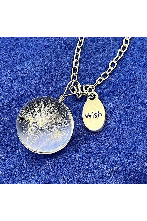 Personalized Creative Birthday Gift Dandelion Dried Flower Pendant Necklace with Time Gem Glass Ball Floral Design