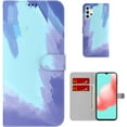 thumbnail image 1 of Personalized Creative Watercolor Painting Flip PU + TPU Phone case with Card Slot for Samsung Galaxy A21S A41 A51 A71 4G 5G Shockproof Bracket Function Bumper Cover(Blue,A21S), 1 of 8