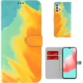 thumbnail image 1 of Personalized Creative Watercolor Painting Flip PU + TPU Phone case with Card Slot for Samsung Galaxy A21S A41 A51 A71 4G 5G Shockproof Bracket Function Bumper Cover(Orange,A51 5G), 1 of 7