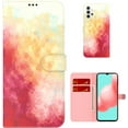 thumbnail image 1 of Personalized Creative Watercolor Painting Flip PU + TPU Phone case with Card Slot for Samsung Galaxy Note 20 S21 S20 S10 Ultra Plus FE Shockproof Bracket Function Bumper Cover(Yellow,S20 Ultra), 1 of 8