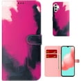 thumbnail image 1 of Personalized Creative Watercolor Painting Flip PU + TPU Phone case with Card Slot for Samsung Galaxy Note 20 S21 S20 S10 Ultra Plus FE Shockproof Bracket Function Bumper Cover(Red,S20 Plus), 1 of 8