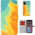 thumbnail image 1 of Personalized Creative Watercolor Painting Flip PU + TPU Phone case with Card Slot for iPhone 13 12 11 8 7 X XS XR Plus Pro Max Mini Shockproof Bracket Function Bumper Cover(Orange,13 Pro), 1 of 8