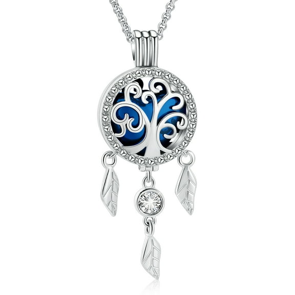 Personalized Cremation Jewelry Dream Catcher Urn Necklaces for Ashes with Mini Heart Urn Keepsake Memorial Hollow Pendant for Women Men