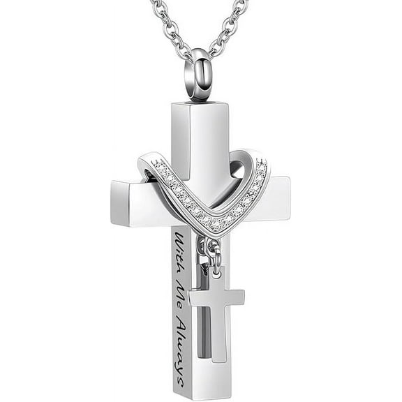Personalized Cross Cremation Jewelry for Ashes - Religious Cross Urn Necklace with Mini Keepsake Urn Memorial Ashes Jewelry