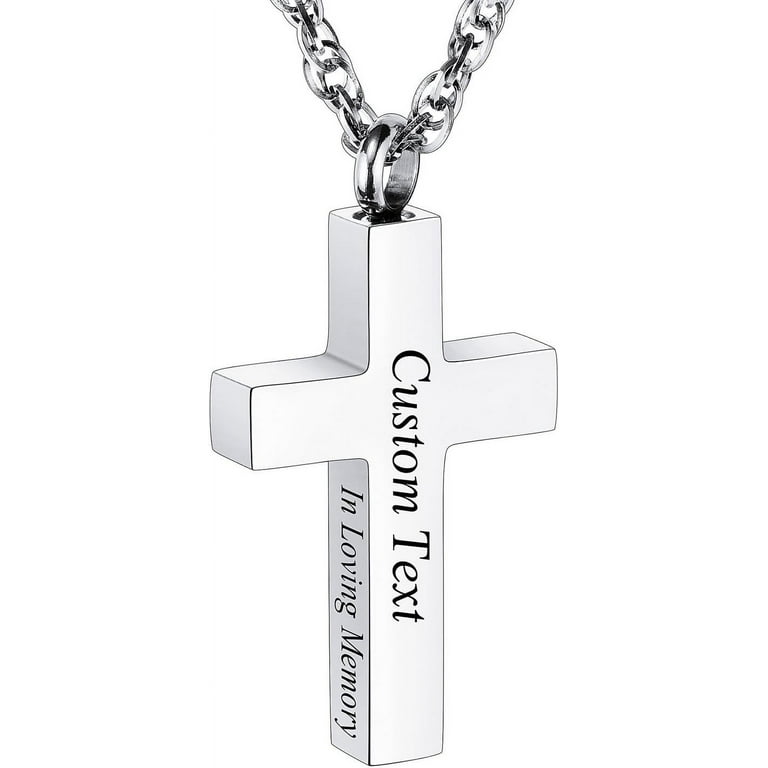 Personalized Cross Urn Necklace For Ashes Stainless Steel Necklace In Loving Memory Customize Text Cross Urn Pendant Ashes Holder Keepsake Memorial Jewelry For Men Walmart