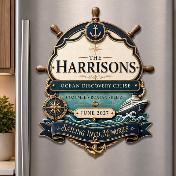 Personalized Cruise Door Magnet Coastal Wood Sign Custom Family Stateroom Decor Cabin Sign