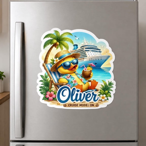 Personalized Cruise Rubber Duck Magnets Tropical Door Decor Magnetic Cruise Sign Duck Travel Sign