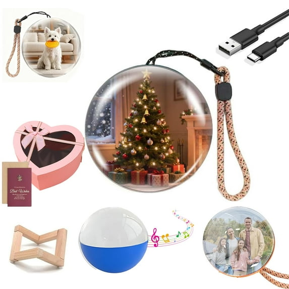 Personalized Crystal Balls Video Player - 7 Inch Digital Display Sphere With Custom Upload Videos & Photos, Light-Up Decorative Sphere For Anniversary Birthday Wedding, 1 Piece