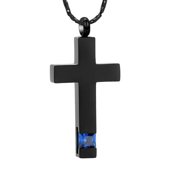 Personalized Crystal Cross Necklace for Ashes Birthstone Cross Urn Necklaces for Ashes Keepsake Cremation Jewelry for Pet / Human Ashes