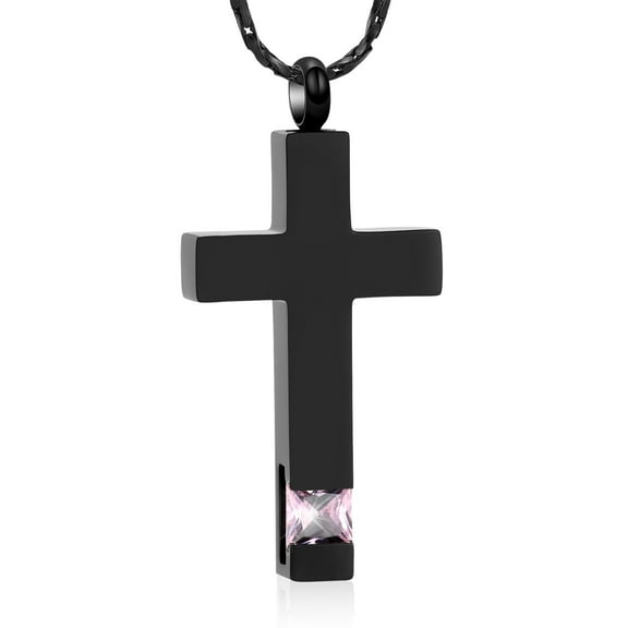 Personalized Crystal Cross Necklace for Ashes Birthstone Cross Urn Necklaces for Ashes Keepsake Cremation Jewelry for Pet / Human Ashes