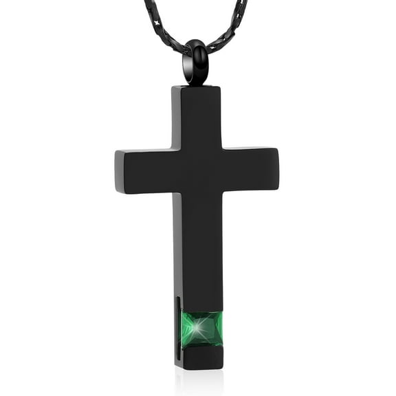 Personalized Crystal Cross Necklace for Ashes Birthstone Cross Urn Necklaces for Ashes Keepsake Cremation Jewelry for Pet / Human Ashes