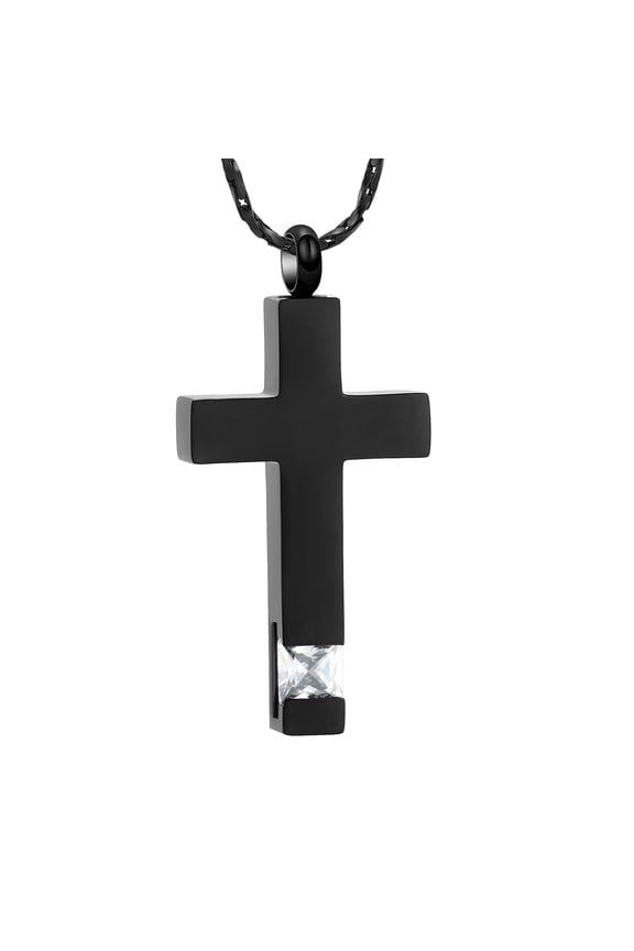 Personalized Crystal Cross Necklace for Ashes Birthstone Cross Urn Necklaces for Ashes Keepsake Cremation Jewelry for Pet / Human Ashes