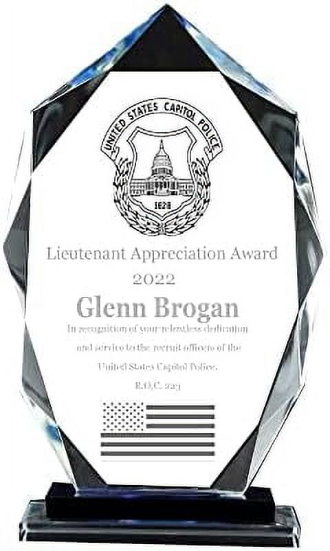 Beautiful Crystal Award, Achievement, Wedding, good Graduation Plaque, Blue Crystal Award, Police, Corporate, Firefighters Awards