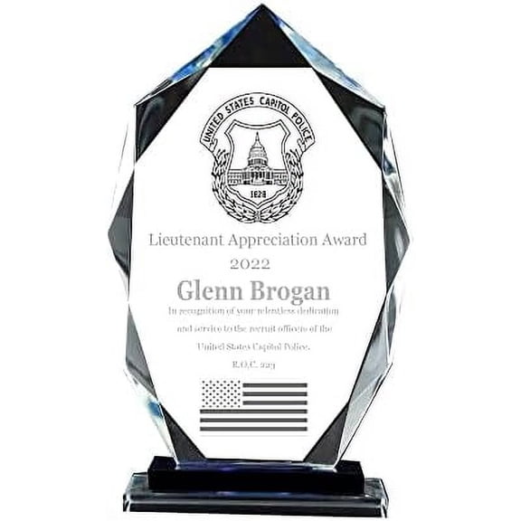 Personalized Crystal Employee Retirement Appreciation Recognition Gift Plaque, Graduation Plaque, Crystal Glass Award, Police Awards,Engraved Trophy,Award Plaque$$Office