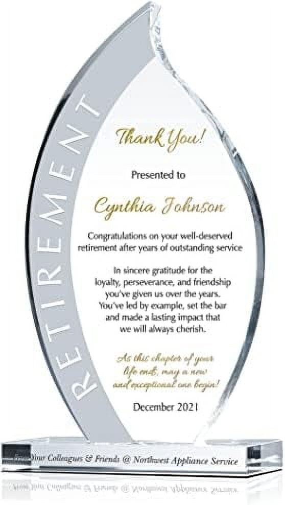 Personalized Crystal Firefighter Retirement Plaque - Custom Engraved Maltese Cross Award