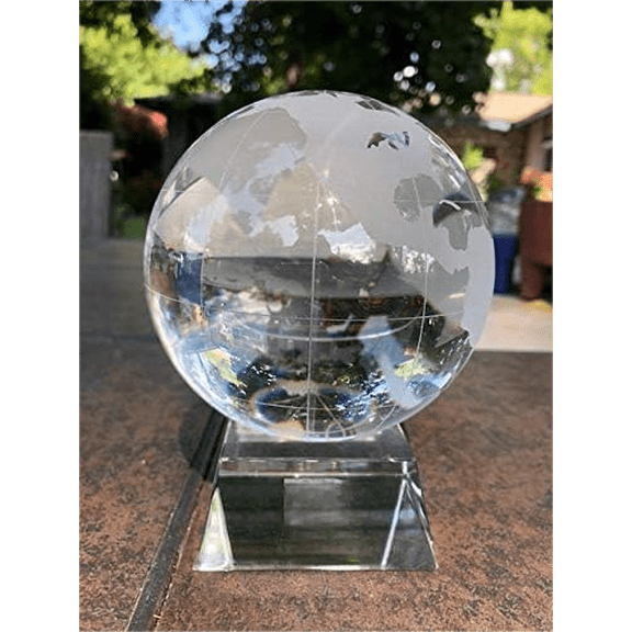 Personalized Crystal Globe trophy (4" Diameter) on Crystal Stand with Gift box free engraving,Crystal Glass Award for Graduation, Recognition, Achievement, Appreciation,$$Gift Supply & Awards
