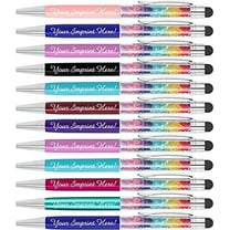 Personalized Crystal Prism Pens with Stylus - Metal Gem Pen - Custom Metallic Printed Name Pens with Black Ink - Imprinted with Message | Pens for Women | 12 pcs/pack