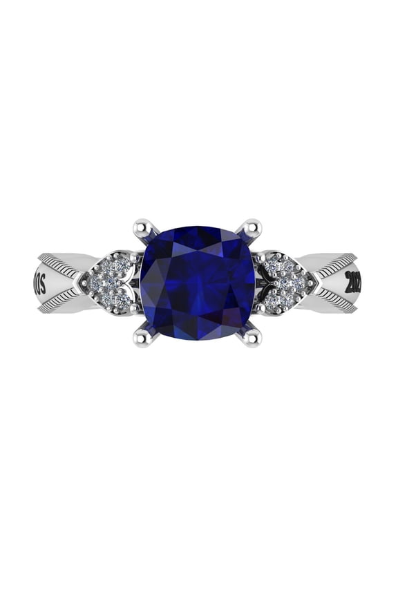 Personalized Cushion Cut Customized University Name,Year Inside Engraved Looking Stylish High School Class Ring 925 Sterling Silver