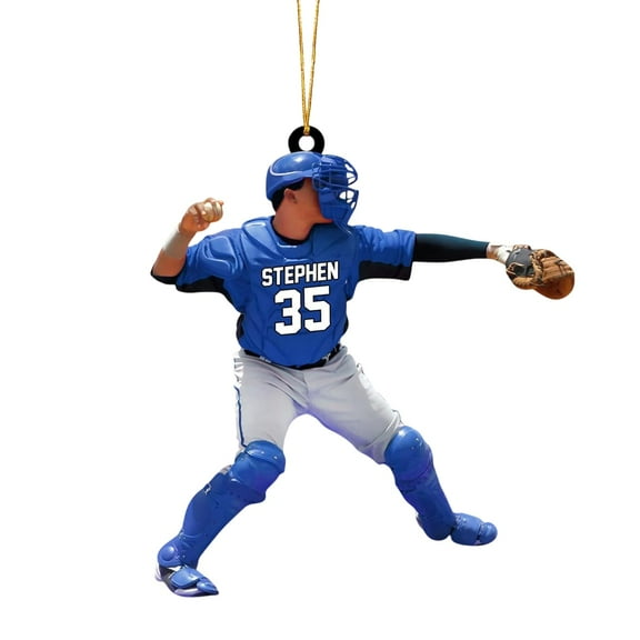 Personalized Custom Baseball Ornaments - Baseball Player & Catcher Gifts, Custom Baseball Player Ornament, Personalized Christmas Tree Decoration, Flat 2D Shape, Baseball Lover Gifts