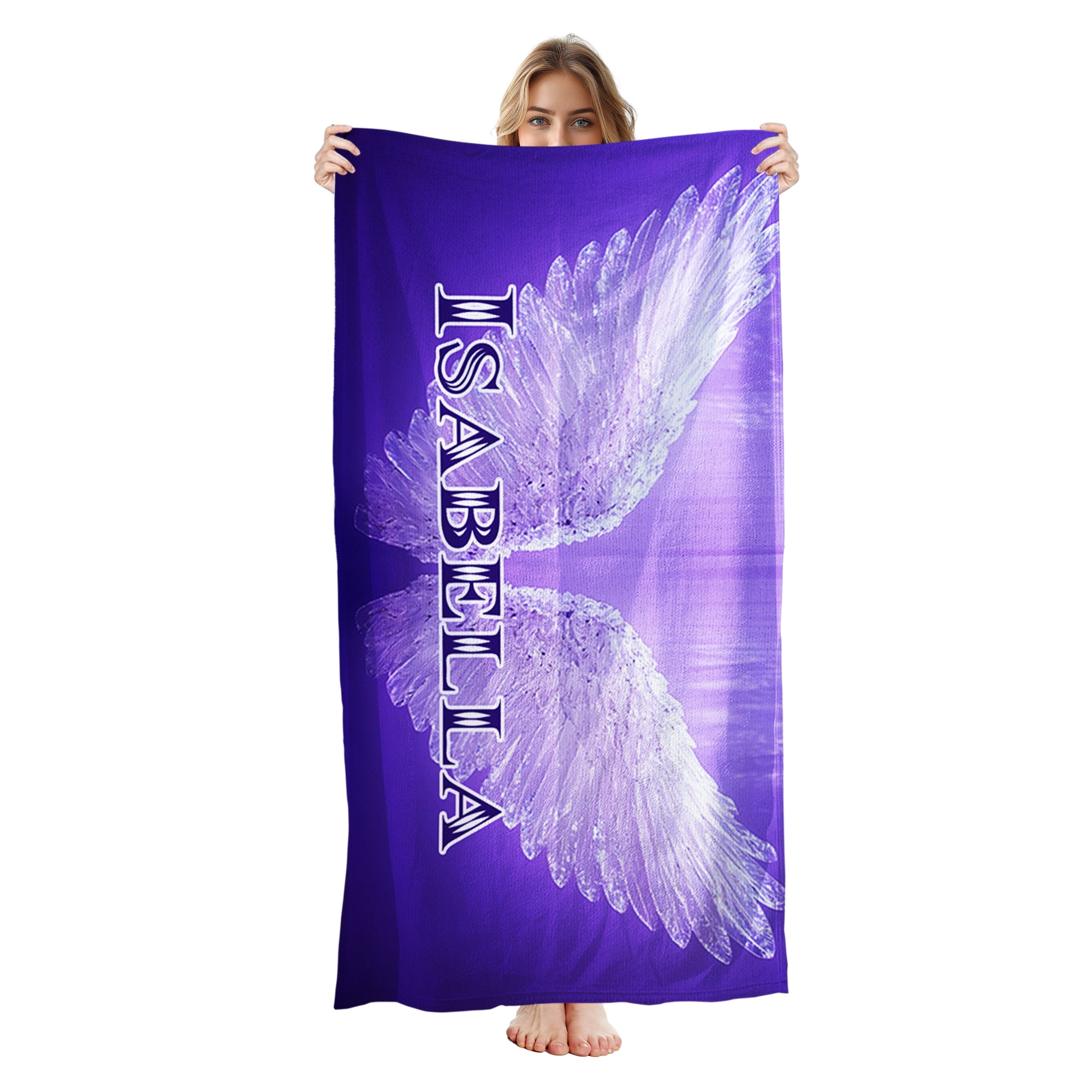 COLORCOMMALL Personalized Beach Towel – 28x53 Inch, Custom Text Name, Microfiber Cotton, Lightweight & Quick-Dry - View #5