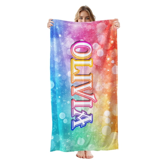 Personalized Custom Beach Towel - Microfiber Pool Swim Travel Large Soft Customized Name Towel (30"x60")