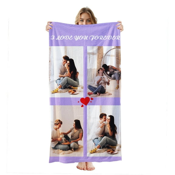 Personalized Custom Beach Towels with Picture Logo Photo Names Customized Pool Travel Towel for Kids Adults Women Men 30" X 60"
