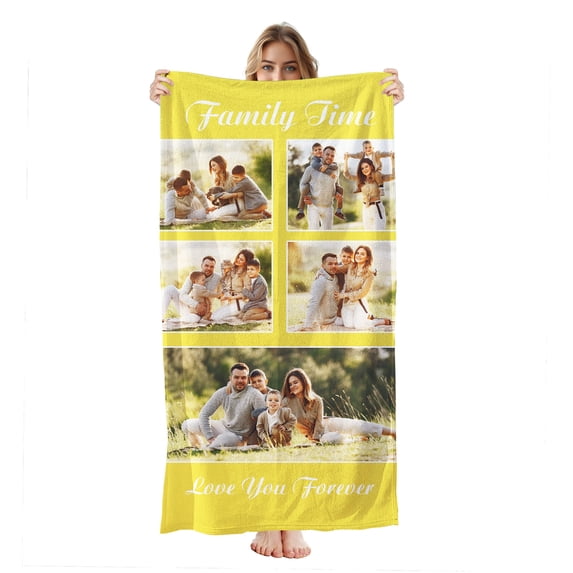Personalized Custom Beach Towels with Picture Logo Photo Names Customized Pool Travel Towel for Kids Adults Women Men 30" X 60"