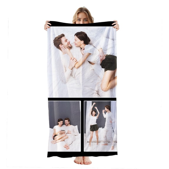 Personalized Custom Beach Towels with Picture Logo Photo Names Customized Pool Travel Towel for Kids Adults Women Men 30" X 60"